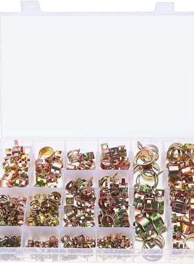 跨境260PCS盒装12种尺寸镀彩锌弹簧卡箍喉箍软管夹6-25mm