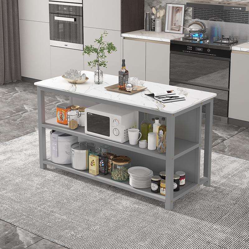 实木岩板家用切菜桌子吧台餐边柜多层厨房料理操作台中岛台可