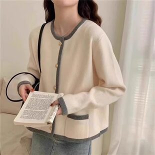 小香风软糯毛衣短款女氛围感长袖内搭针织开衫上衣春秋季ld