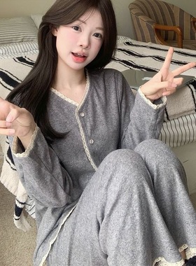 睡衣女甜美长毛绒长袖长裤2026红色加绒加厚家居服女套装ak