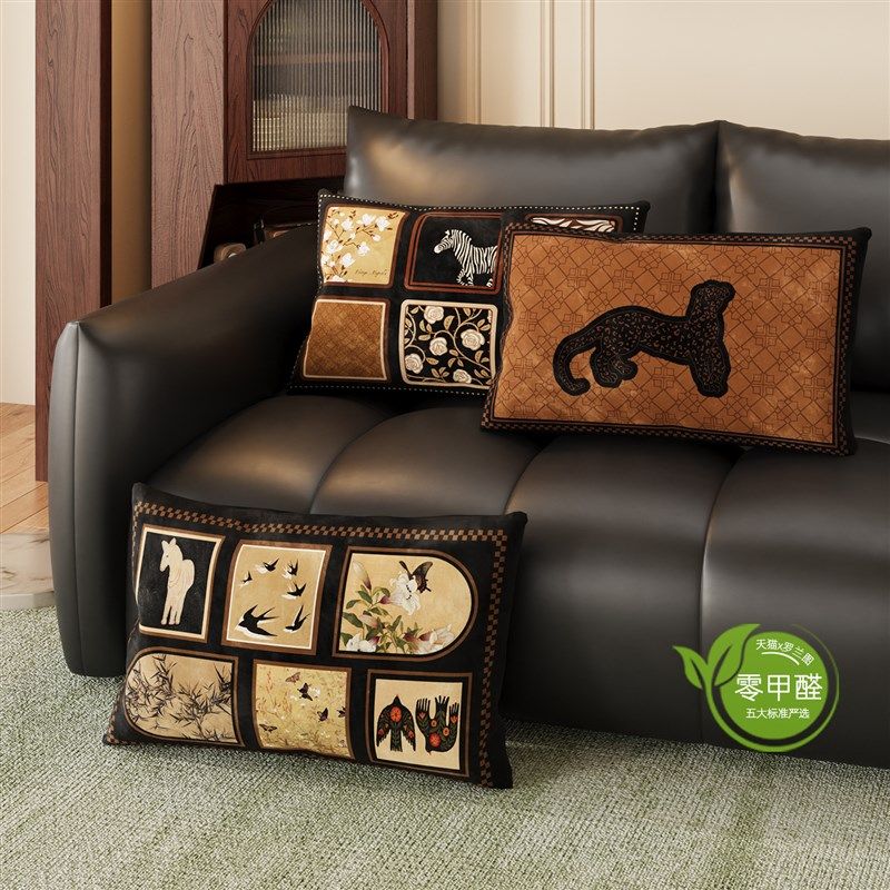 复古中古风抱枕客厅沙发靠枕靠背垫飘窗床上腰靠可V拆洗含枕芯腰