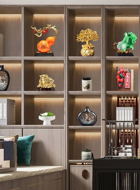 老板办公室装饰摆件博古架酒柜书房领导高档新Q中式柜子桌面工艺