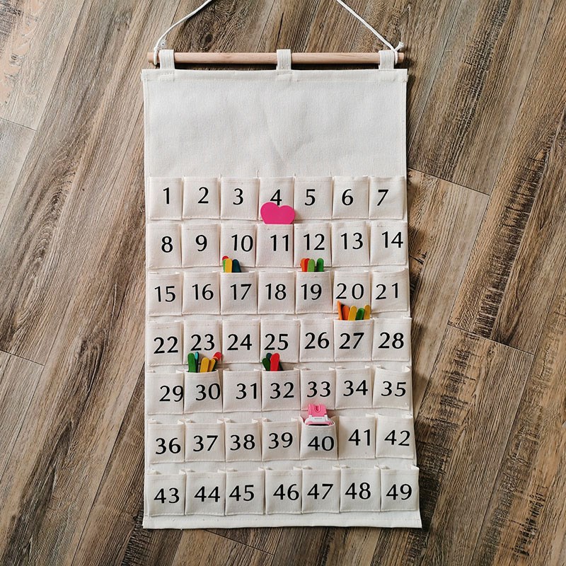 幼儿园喝水记录袋帆m布壁挂式健康晨检插卡收纳袋准确记录喝水次