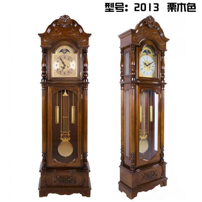 落地钟 实木立式摆钟p覆古简约欧式机械钟现代新中式客厅报时座钟