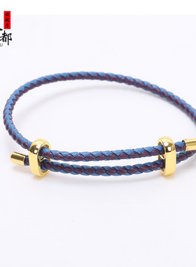 周家款可调节牛皮绳手q链本命年男女红绳情侣款可串珠子转运珠皮