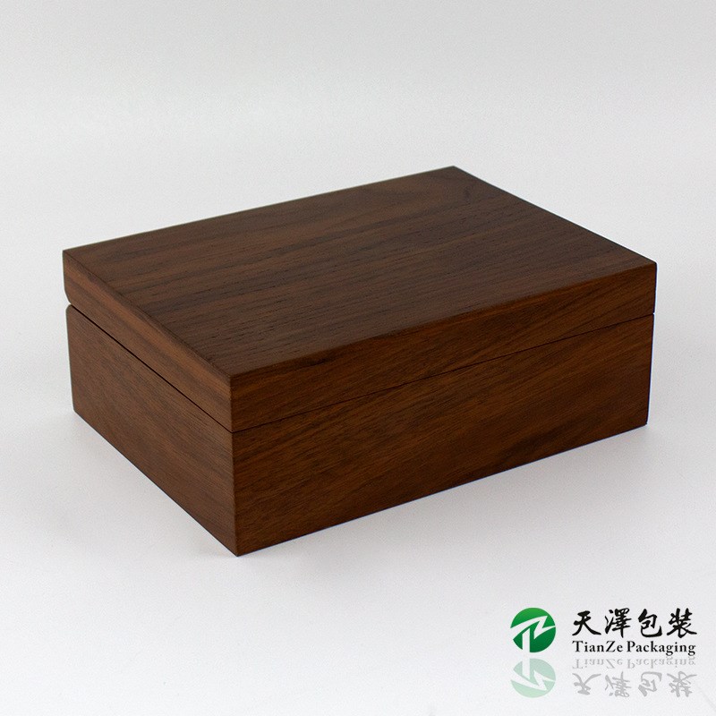 黑胡桃木质f包装盒木制翻盖礼品盒哑光漆茶叶包装盒