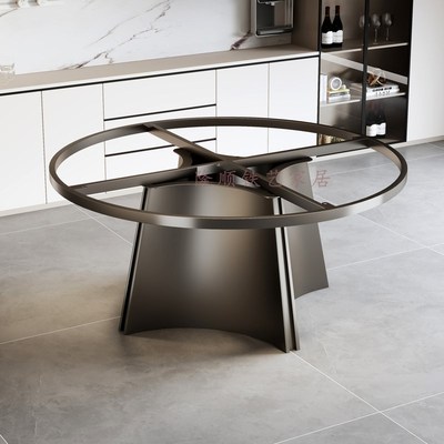 圆形奢石餐桌底座不锈钢圆桌腿z支架大理石餐台脚圆形岩板桌脚支