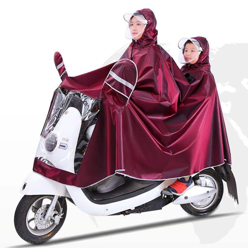 新款c电单车小型电动自车行车x雨衣E双人母M子2人带防风面罩无后