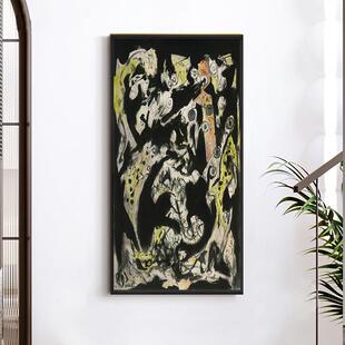 自由狂放派抽象艺术画工业风装饰画杰克逊波洛克泼墨油画玄关挂画