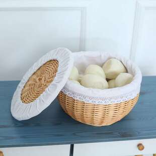 带盖放馒头藤编家用馍框保温鸡蛋篮小框编织柳编厨房竹编收纳筐筐