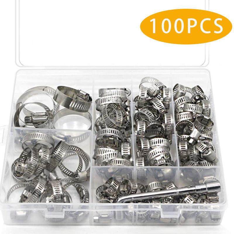 100pcs盒装304不锈钢美式箍圈 不锈钢抱箍水管夹喉箍卡箍管箍管卡,鲜花速递/花卉仿真/绿植园艺,割草机/草坪机,淘宝优惠券,粉丝福利购,淘宝优惠卷