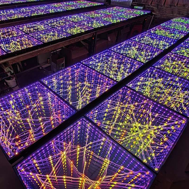 3D星光跳舞地砖灯酒吧派对磁吸深渊镜led发光舞池地板灯星空磁吸