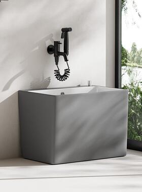 A10L拖把池家用阳台卫生间陶瓷墩布池大长方形灰白色拖布池落