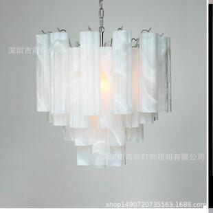 法式MURANO客厅中古粉色玻璃吊灯轻奢复古别墅楼梯穆拉诺水晶吊灯