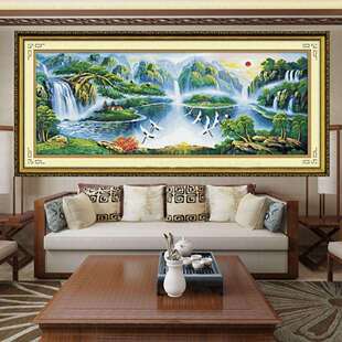 鹤舞松峰人间仙境十字绣2024新款十字绣客厅卧室大幅风景线绣一件