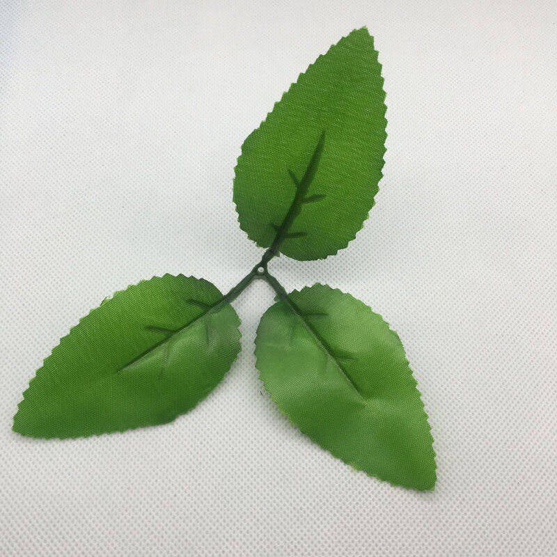 新款彷真绿色植物三叉玫瑰花叶东篱花材料手工叶子diy绣球花叶子