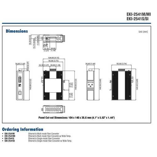 EKI-2541MI-AE研华支持MDI/MDI-X自动交叉连接百兆多模光电转换器