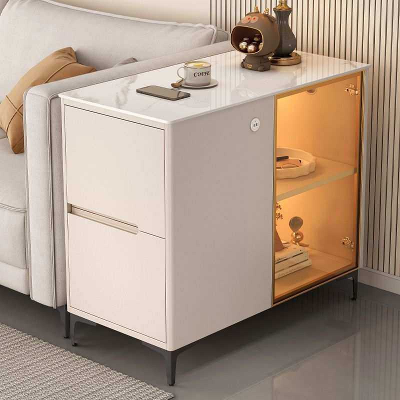 沙发边柜岩板几边轻奢储物柜移动茶几茶水侧边简约家用现代客厅