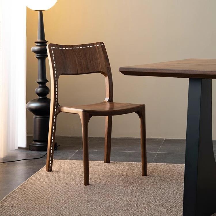 北美黑胡桃木现代简约全榫卯艺术家用意式舒克书桌椅实木靠背餐椅