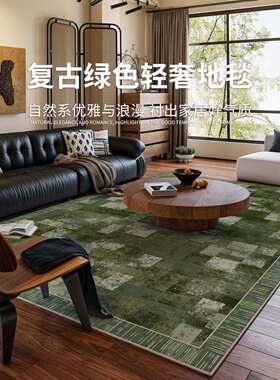 ?地毯客厅绿色2025新款免洗可擦卧室床边轻奢防水防污沙发地