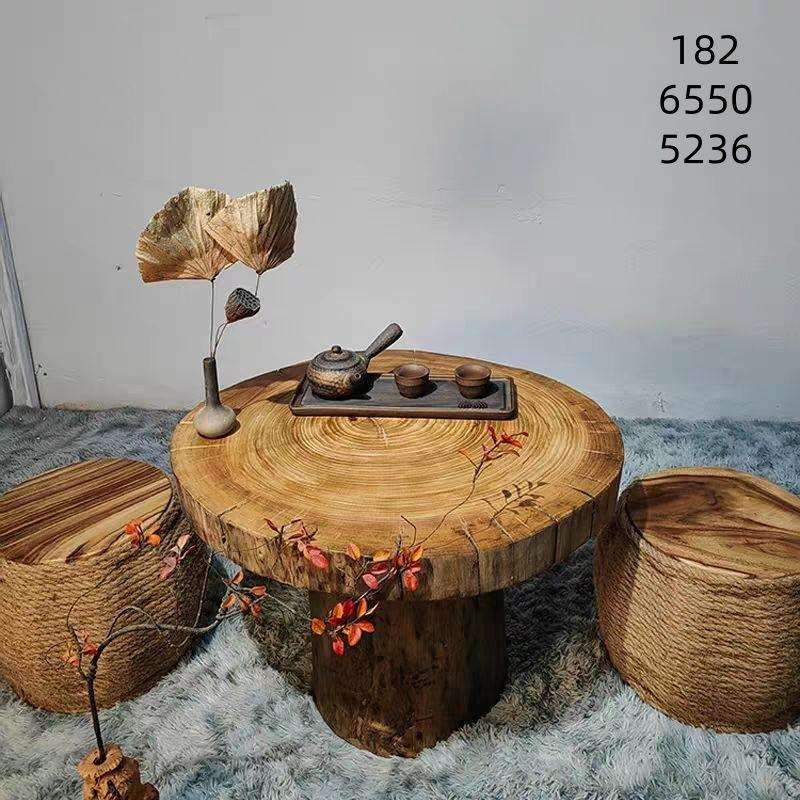 香樟木实木大板桌手工原木茶几桌民宿桌子边几日式方几田园茶台