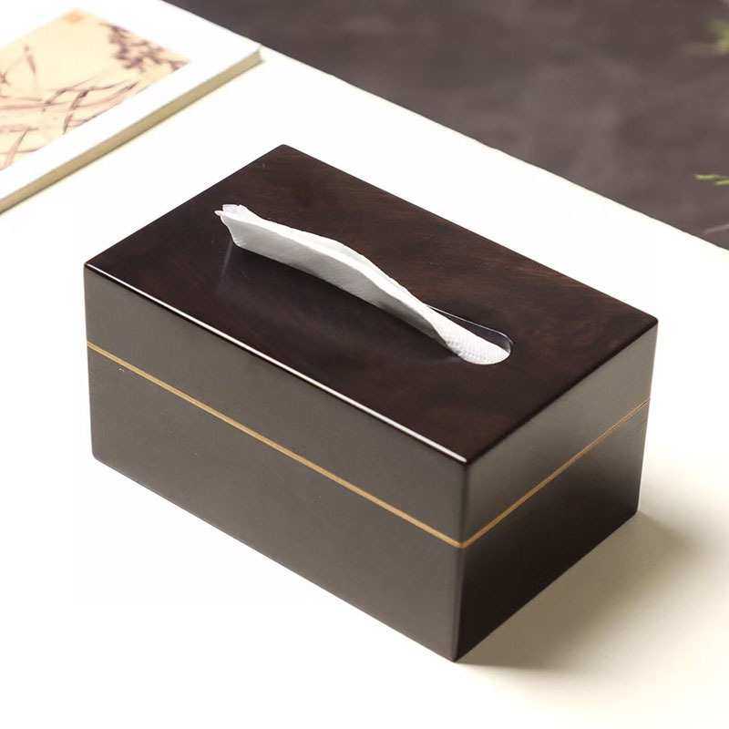 紫光檀磁吸纸巾盒抽纸盒老料榫卯工艺家用客厅木质纸巾收纳盒