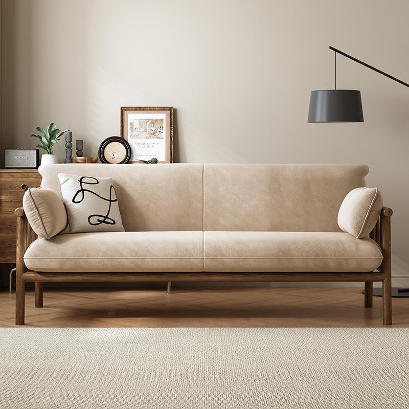 日式实木沙发小户型三人位冬夏两用可拆洗公寓民宿双人布艺沙发椅