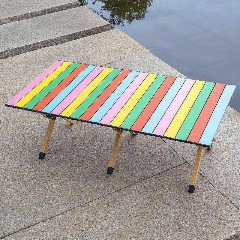 休闲折叠桌露营蛋卷桌彩色户外便携折叠桌子摆摊桌椅