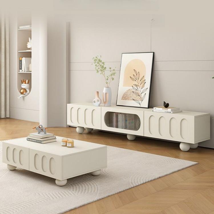 奶油风电视柜客厅家用小户型简约其他现代轻奢落地可移动黑色茶几