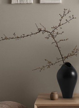 法式复古侘寂风陶瓷黑色陶罐落地大花瓶高级感花器W装饰中古摆件