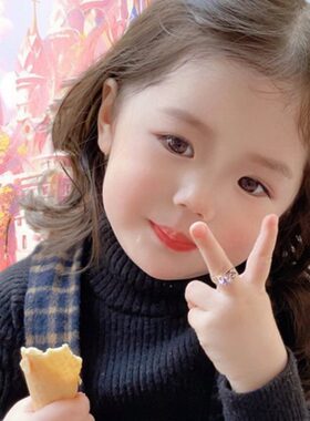 食指儿童戒指钻石女童宝石公主闺蜜开口女孩戒圈可爱在逃指环配饰