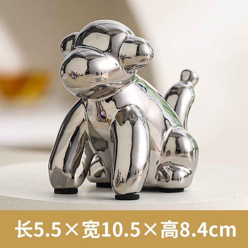 北欧轻奢创意电镀陶瓷兔子猴子大象动F物酒书柜办公桌面小摆件装