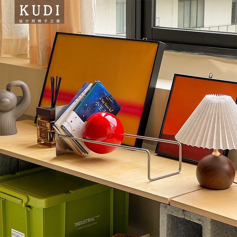 轻装修桌面书架实木圆球重力创z意趣味唱片收纳书架置物架装饰摆