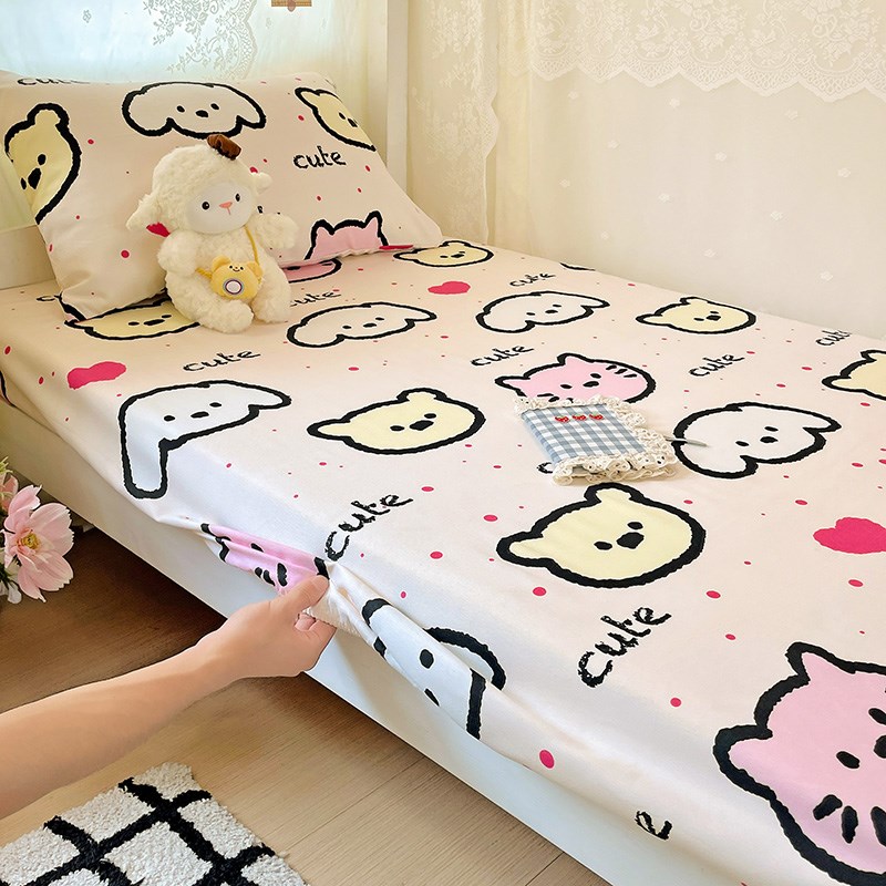 加厚原棉老粗布床单单件学t生宿舍三件套可机洗家用床垫保护罩床