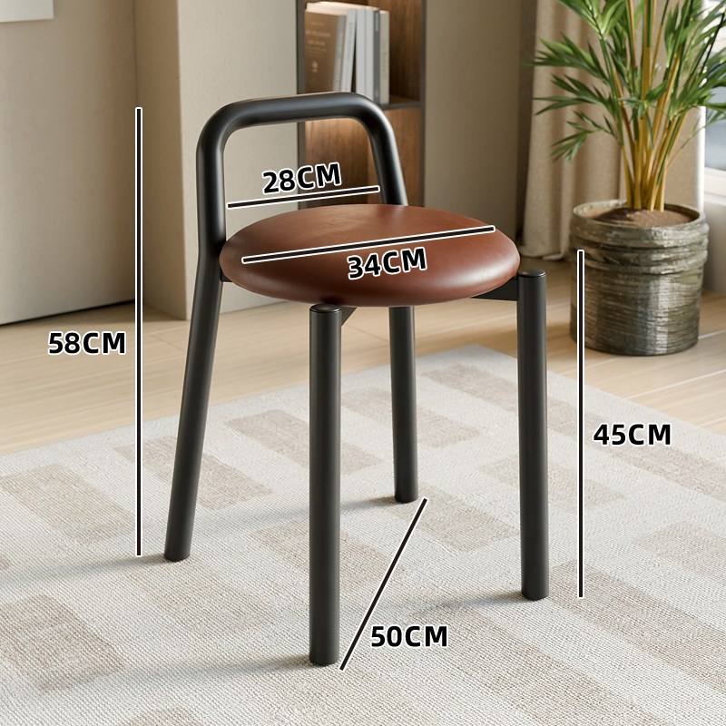 北欧创意个性皮h革凳子家用矮凳餐椅化妆凳圆凳子休闲凳子软包坐