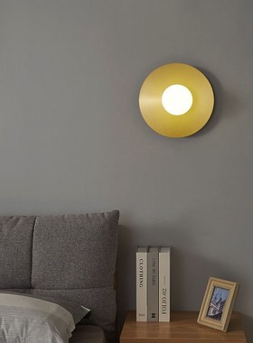 北欧极简卧室床头壁灯现代简约y客厅背景墙灯玄关入户白色圆形灯