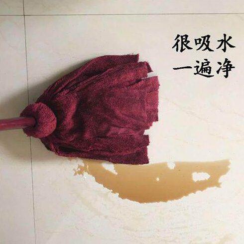 超细纤维木杆圆头墩布毛巾布C吸水家用木地板普通老式拖把