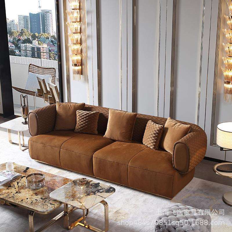 意式轻奢CC沙发简约现代家用别墅客厅小户型创意设计师布艺多人位