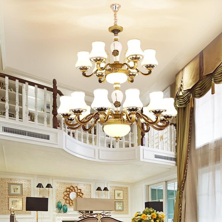 欧式复式楼大吊灯奢华大气楼中楼客厅灯具豪华中空楼梯枝形吊灯