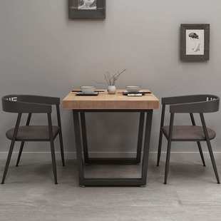 美式 实木方桌咖啡厅奶茶店桌椅组合简约铁艺四方桌餐厅餐桌椅1082