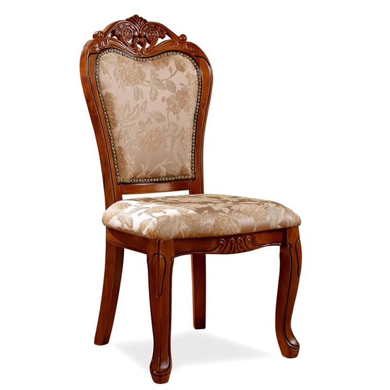 欧式实木餐椅美式椅子实木布艺扶手椅休闲椅咖啡椅子单椅