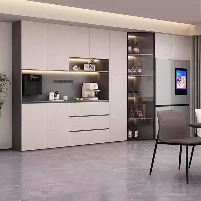 简约现代厨房客厅餐边柜酒柜一体靠墙嵌入式冰箱柜子储物柜