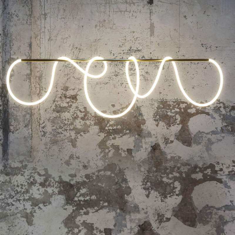 跨境一字长盘LED餐厅吊灯360度发光管2米轻奢前台餐桌吧台吊灯具