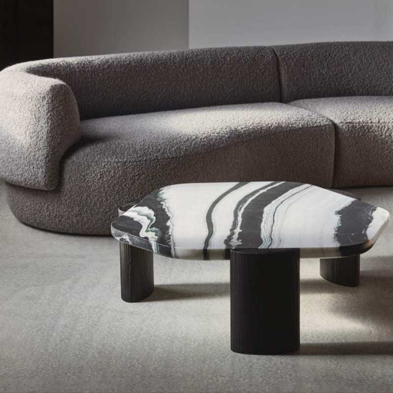 北欧轻奢天然大理石茶几不规则酒店民宿客厅茶桌设计师款艺术茶台