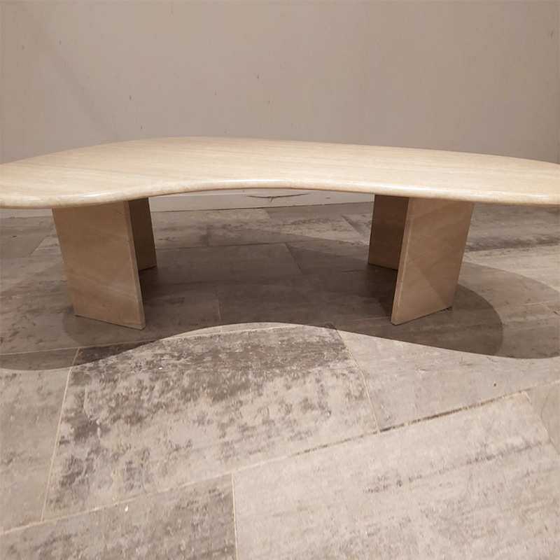 意大利风格天然洞石大理石简约现代创意茶几茶桌样板房别墅咖啡桌