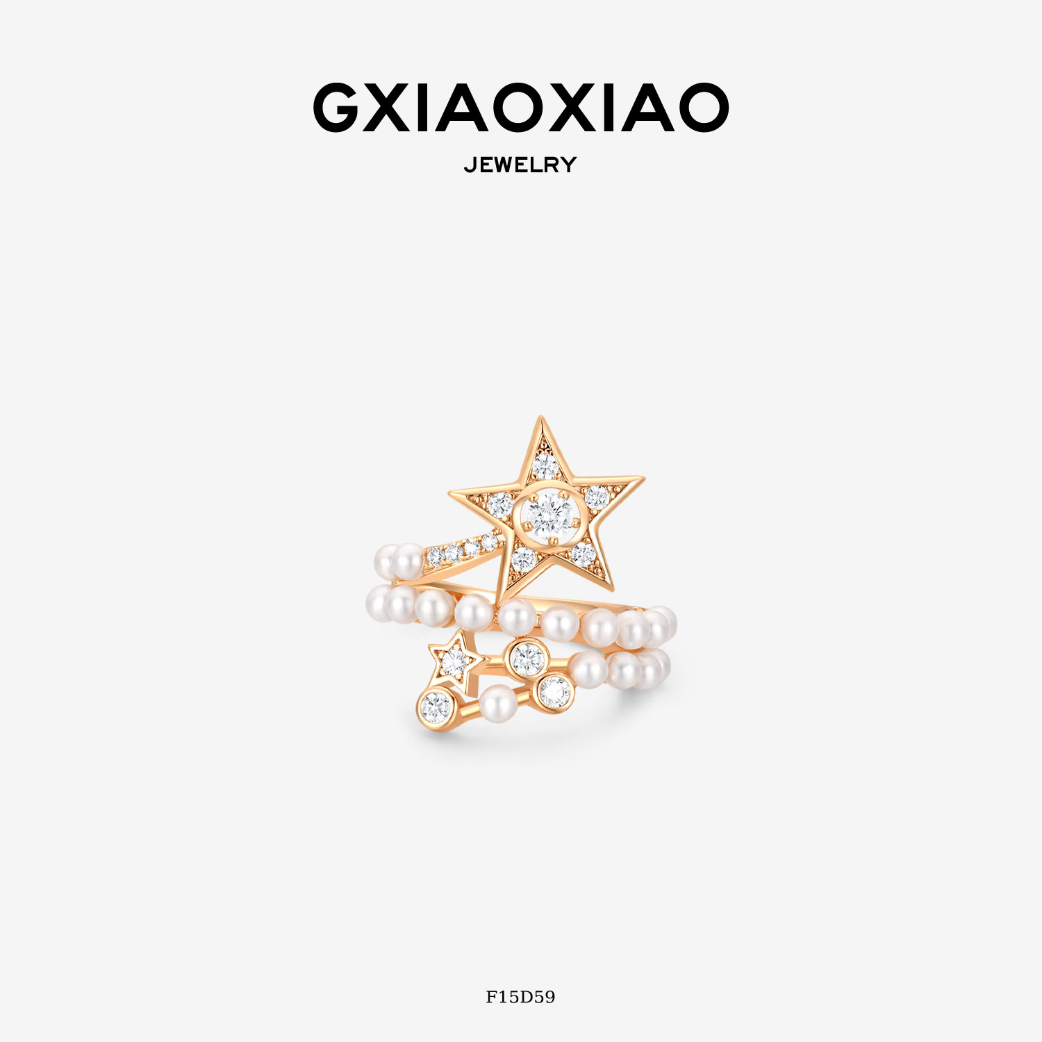 G XIAOXIAO高小小 [星芒缀珠]星星戒指女小众独特高级感设计女戒