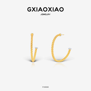 G XIAOXIAO【织月环】气质时尚编制C圈耳环 F18H68 新年礼物