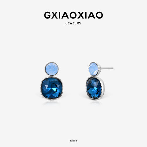 GXIAOXIAO轻奢镀银蓝影幻梦耳环