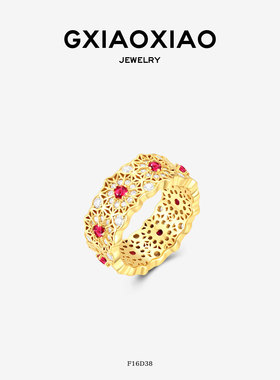 G XIAOXIAO戒指 【宫廷鎏金】式轻奢气质花瓣戒指新年 F16D38