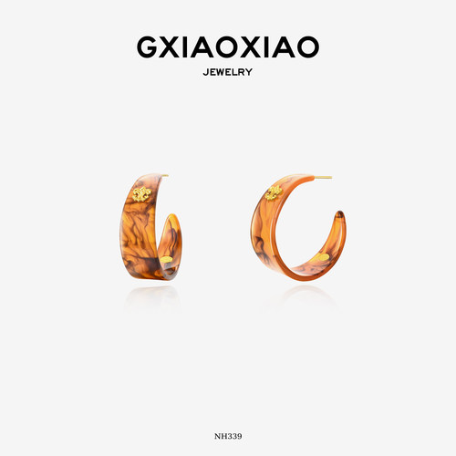 GXIAOXIAO百搭鸢尾花C圈耳环